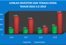 Grafik Jumlah Investor dan Tenaga Kerja Tahun 2016 s/d 2019