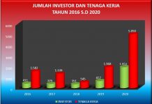 Grafik Jumlah Investor dan Tenaga Kerja Tahun 2016 s/d 2020