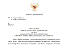 SE MEKANISME PERMOHONAN PERSETUJUAN BANGUNAN GEDUNG (PBG) DAN PEMBAYARAN NON TUNAI